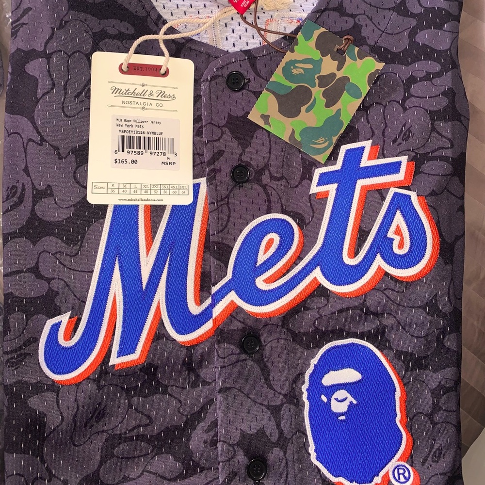 BAPE x Mitchell and Ness Mets Jersey